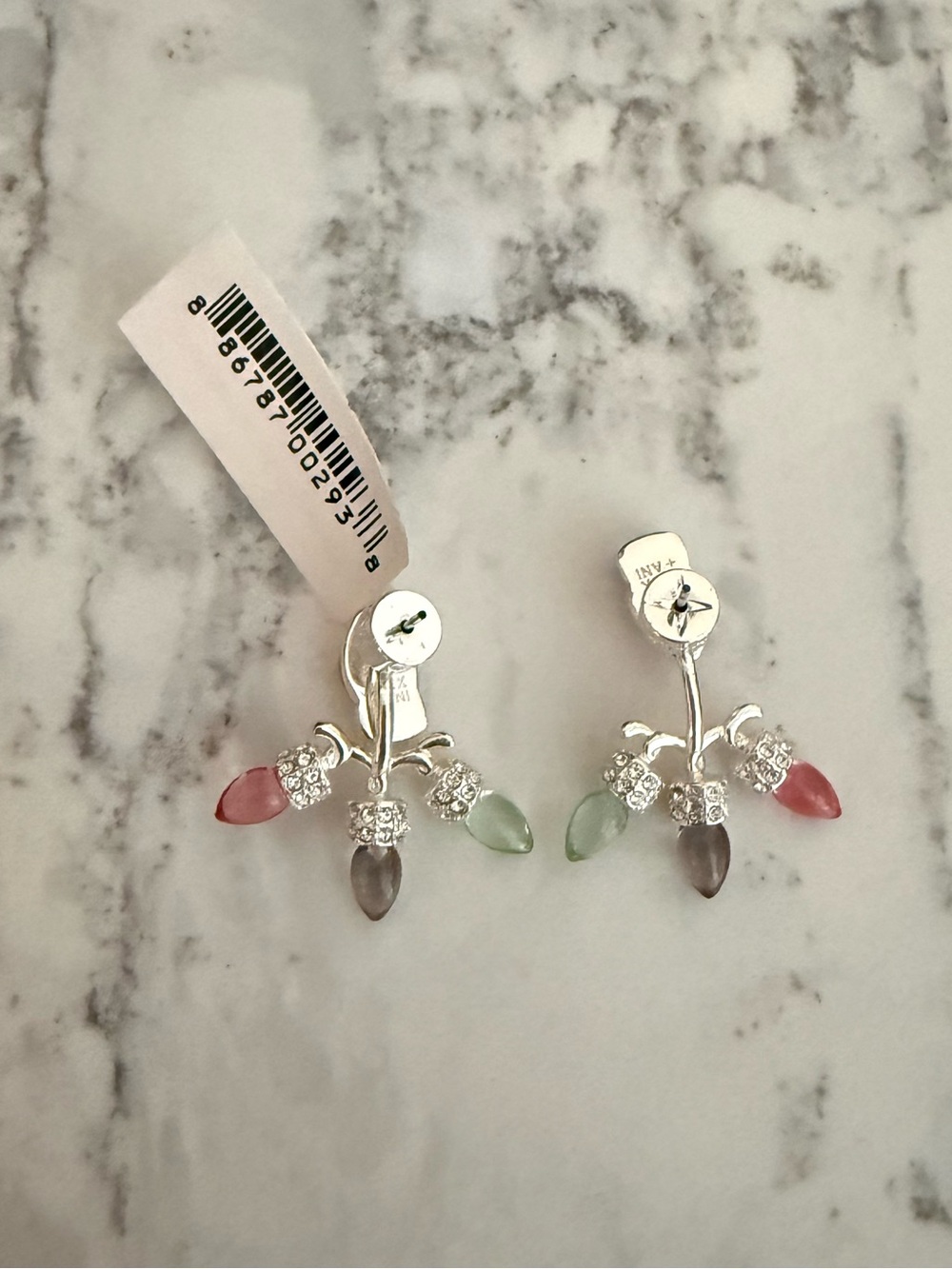 Alex + Ani Silver Jacket Light Bulb Earrings w/ Pavé Crystal Accents (Muted) - Picture 2 of 3